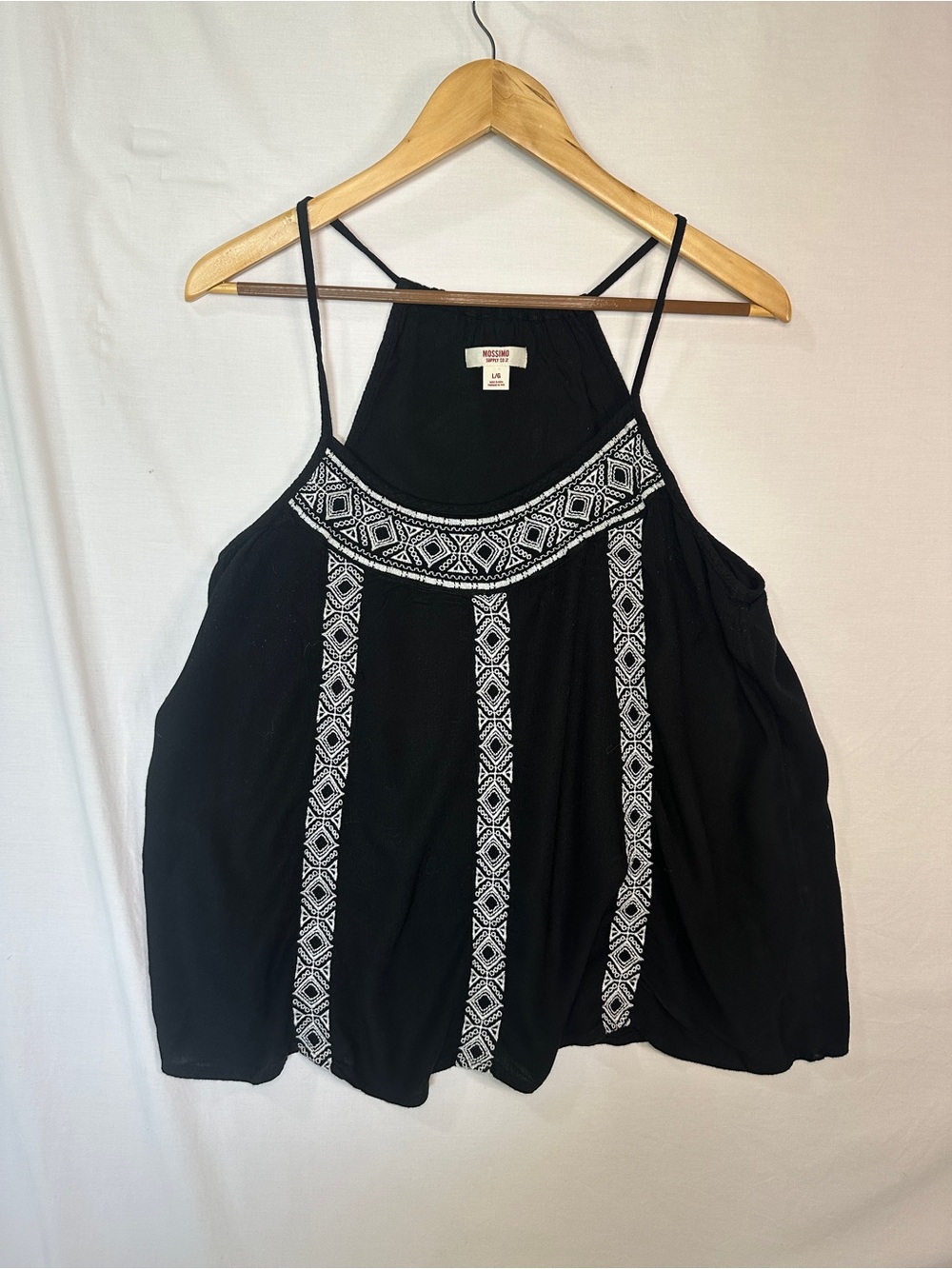 Mossimo Supply Co. Black Tank with White Embroidered Trim